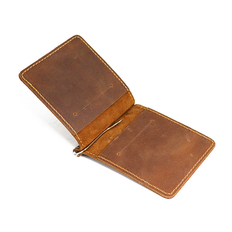 Money Clip Slim - Carteira de couro genuíno artesanal, carteira