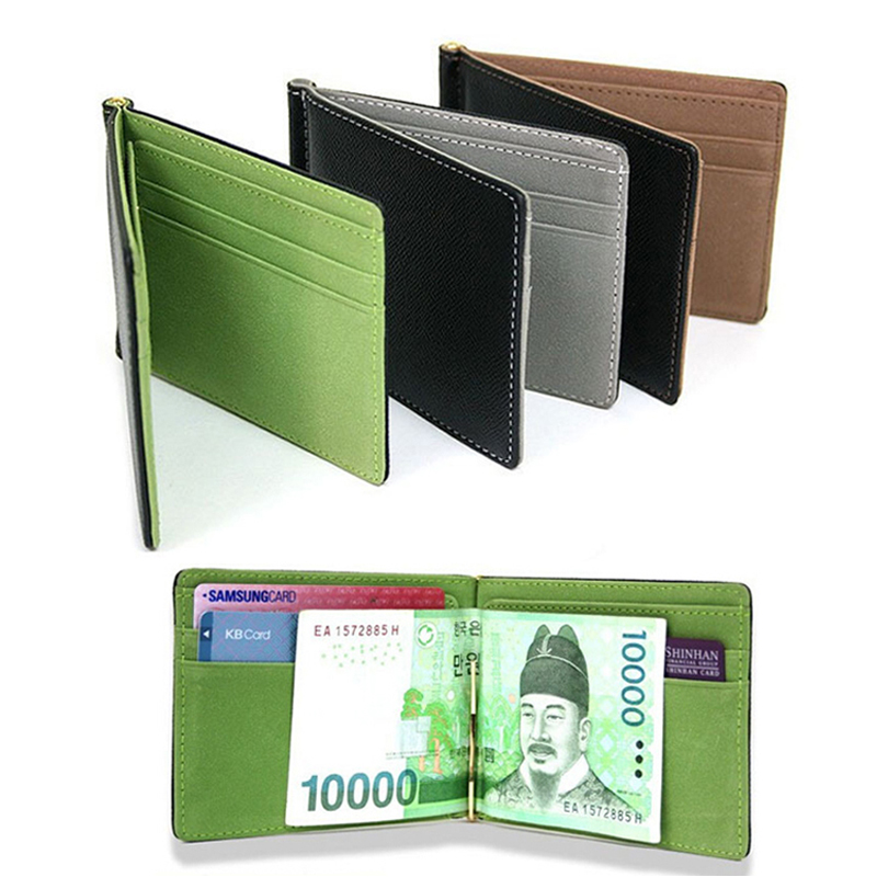 Money Clip Slim - Carteiras finas de couro para homens