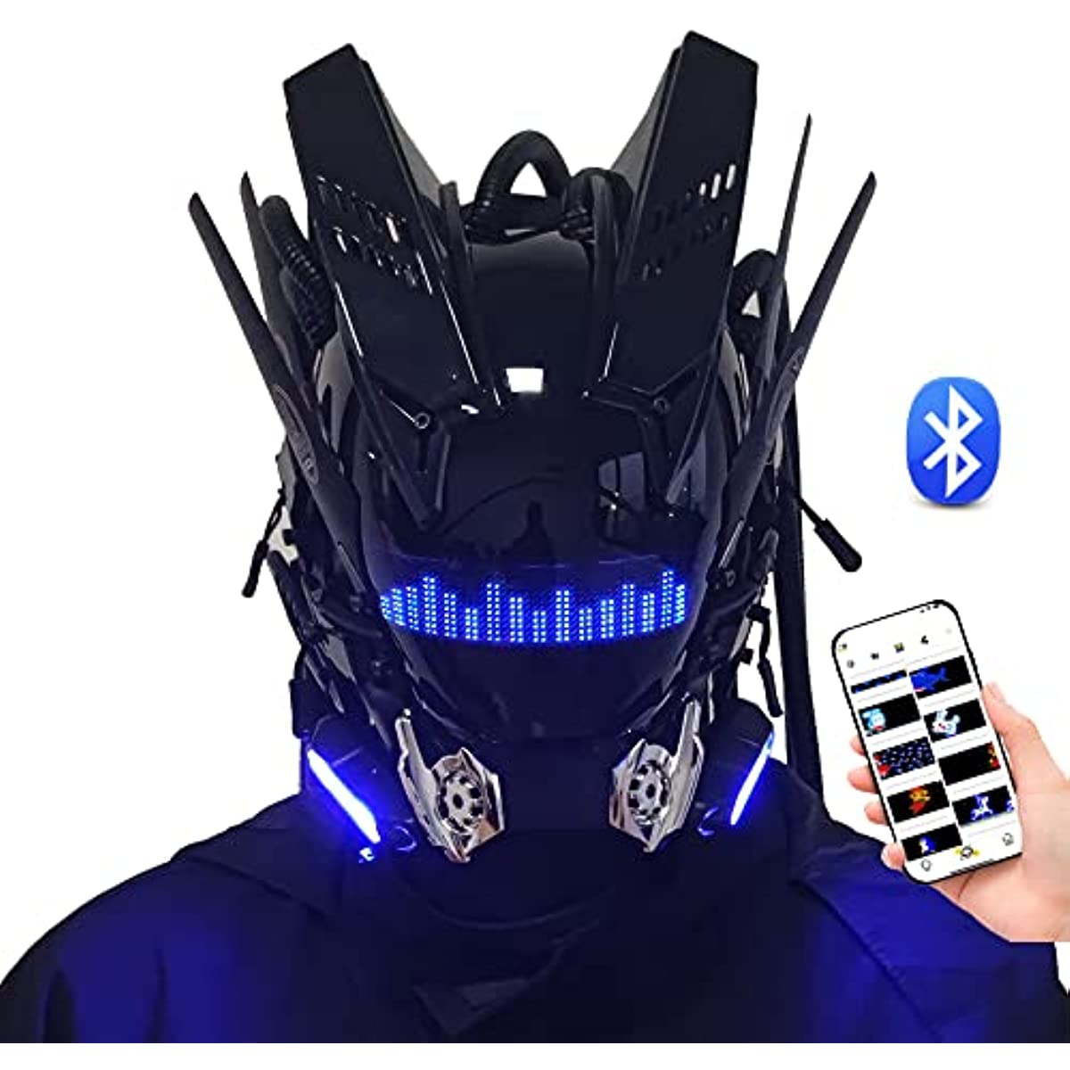 Men Accessories App - Cyberpunk Cosplay fantasia com lâmpada LED