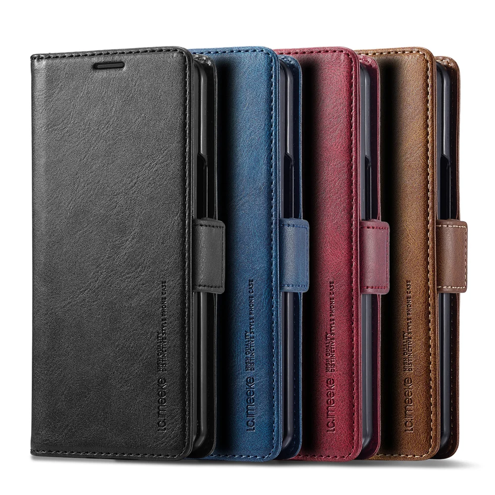 Bifold Leather Wallet - Capa carteira de couro para samsung
