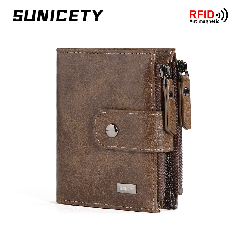 Money Clip Slim - Carteira curta fina de couro de