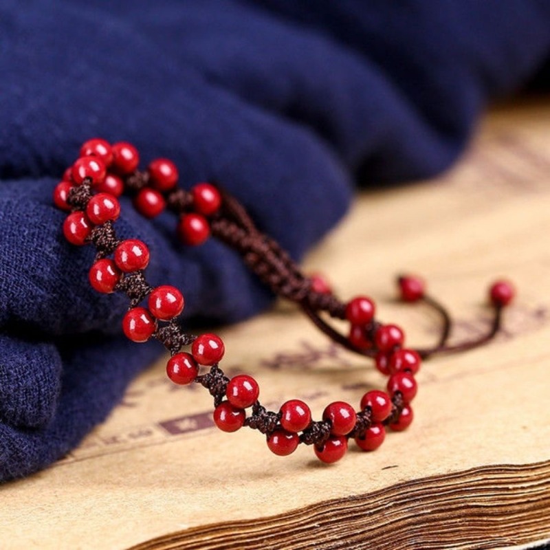 Personalizado natural vermelho - Bracelet Beaded Men avaliação e preço