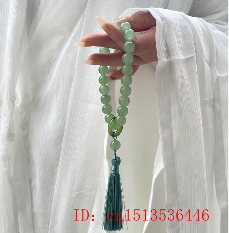 Green Jade Stone Beads Tassel  - Bracelet Beaded Men avaliação e preço