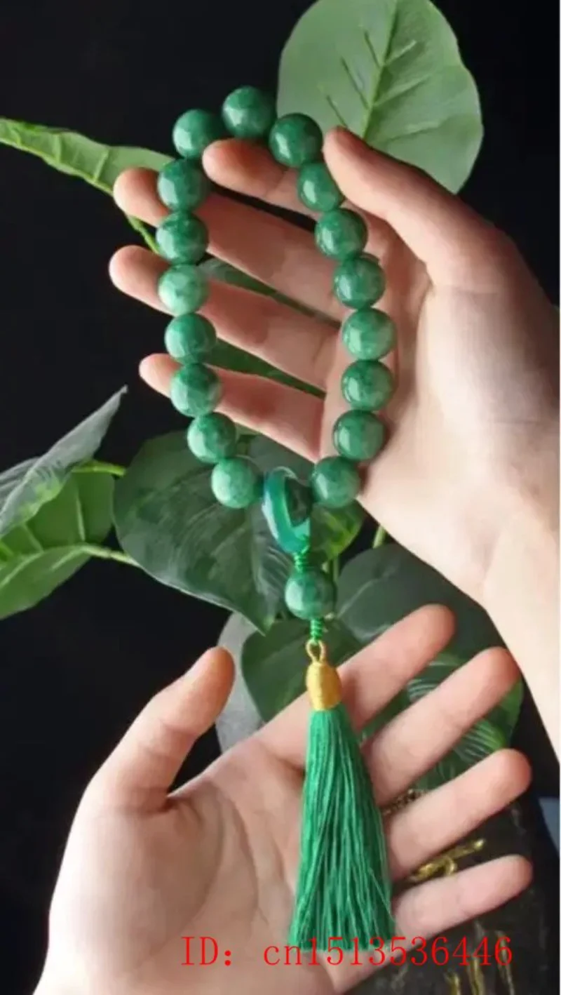 Green Jade Stone Beads Tassel  - Bracelet Beaded Men avaliação e preço